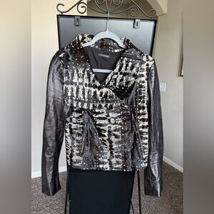 Diane Von Furstenberg Black and White Leather Jacket